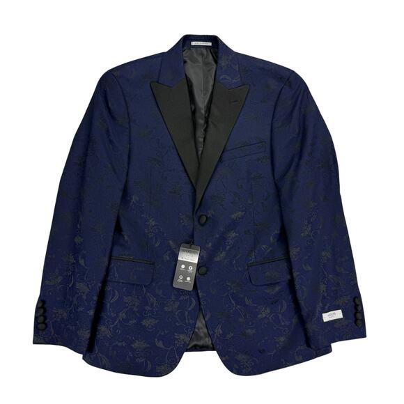 Alfani Mens Slim Fit Floral Evening Suit Jacket Navy Blue 38S